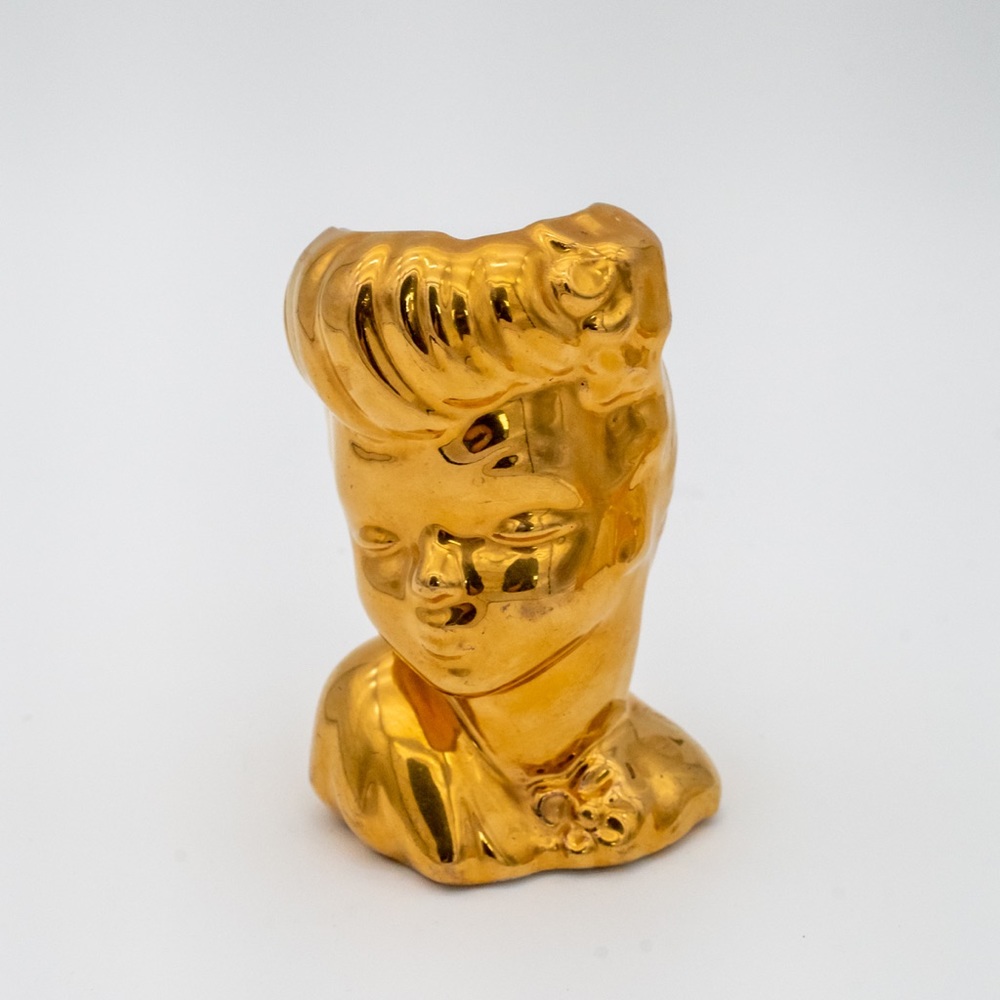 Vintage RARE Gold Glamour Girls Lady Head Vase